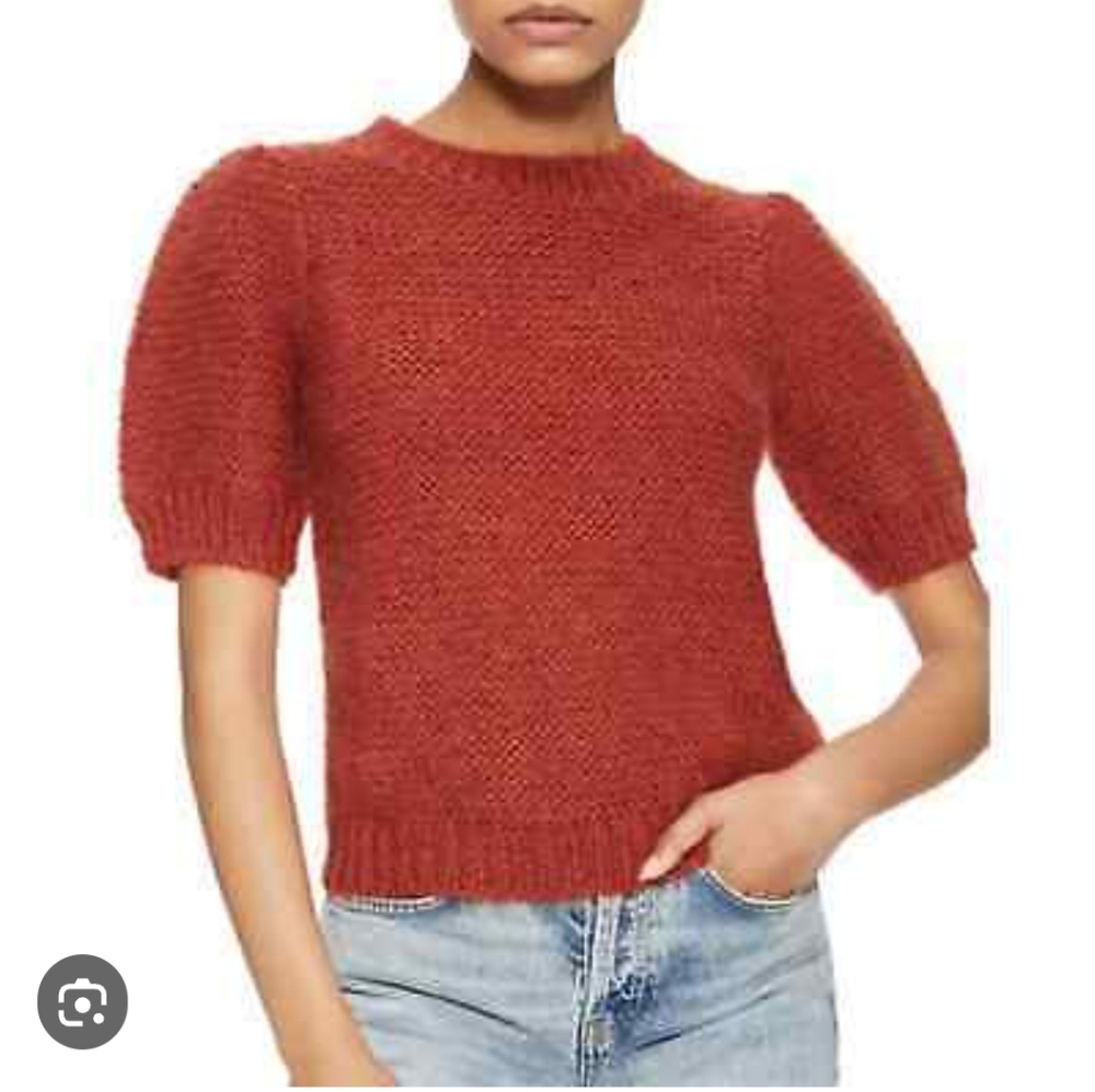 Anine Bing Rust Short-Sleeve Knit Sweater